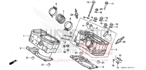 CYLINDER/CYLINDER HEAD (REAR) NTV650V de 1997